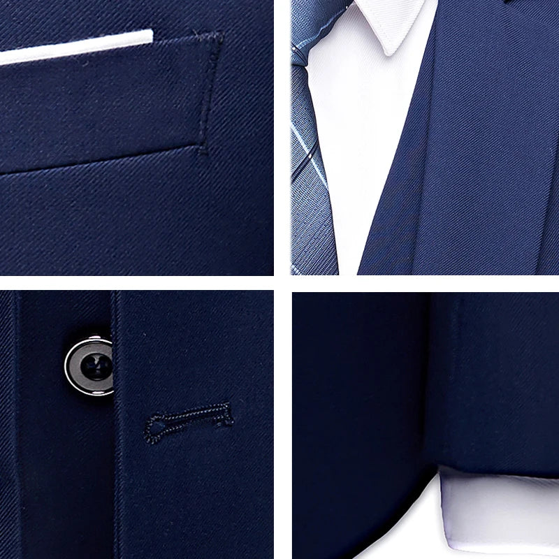 Men Blazers Set Wedding 3 Pieces Elegant 2 Suit Luxury Full Coat Pants Design Latest Vest Business 2023 Slim Fit Jacket Trousers - MAGNET MARKET