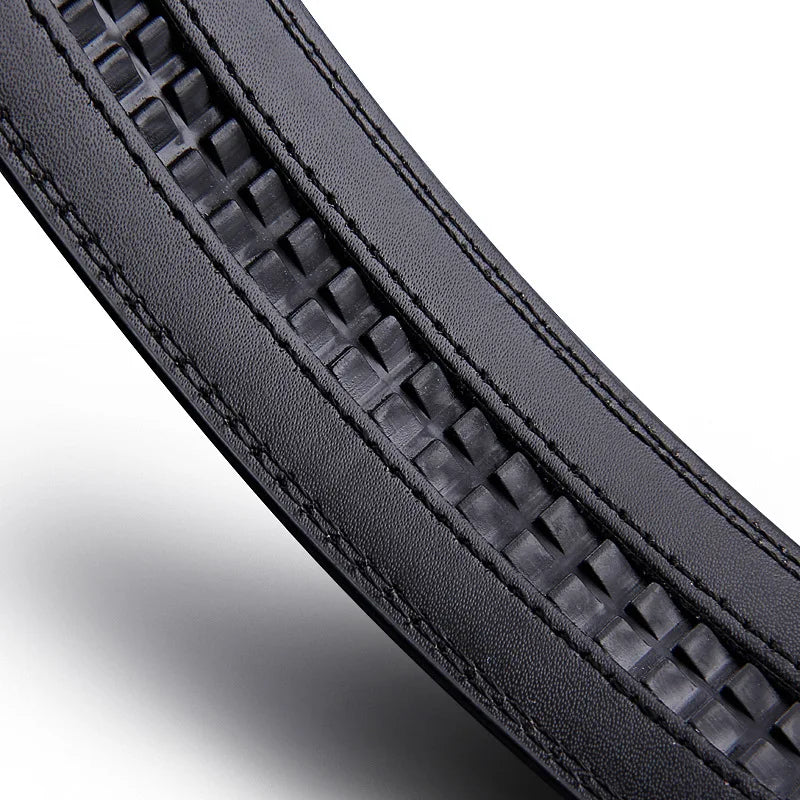 Luxury Men No Buckle Belt PU Leather for Automatic Buckle Waist Strap Long Black Brown Male High Quality Jeans Waistband 3.5CM