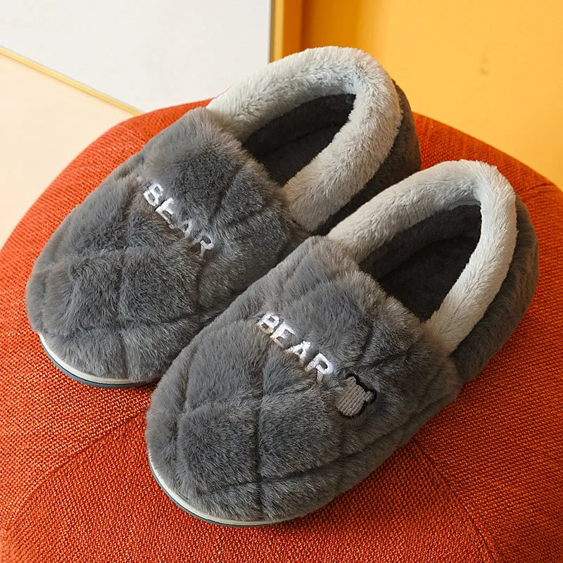 Women Men Couples Home Slippers New Fashion Warm Winter Furry Soft Short Plush Slipper Non Slip Bedroom Slides Indoor Shoes