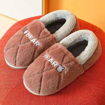 Women Men Couples Home Slippers New Fashion Warm Winter Furry Soft Short Plush Slipper Non Slip Bedroom Slides Indoor Shoes