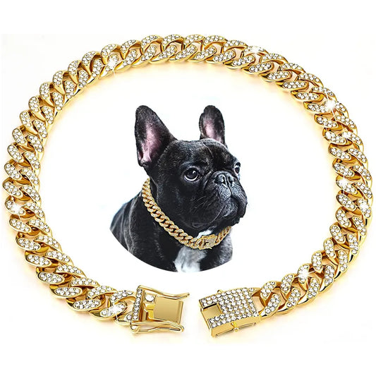 Indulge Your Beloved Pet in Elegance with the hoopreety Luxury Diamond Dog Cuban Chain Collar!