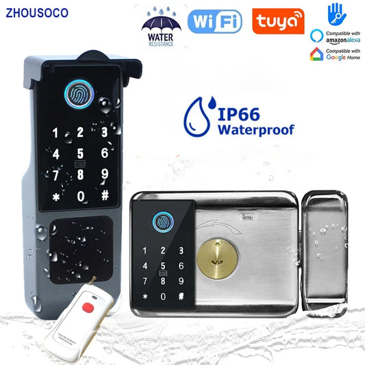 Fingerprint Lock Waterproof Tuya Wifi Remote Control Bluetooth TTLock App Card Digital Code Keyless Electronic Smart Door Lock