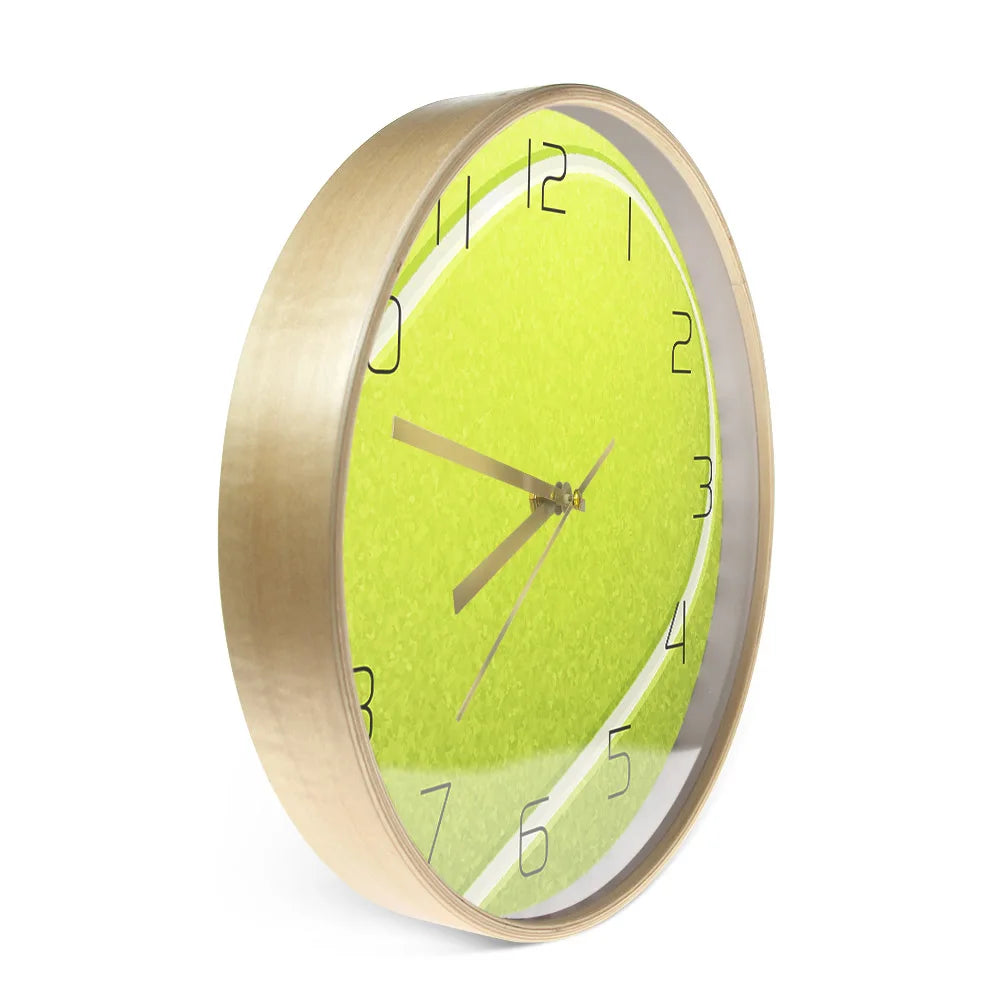 Tennis Ball Printed Wall Clock For Bedroom Tennis Court Sign Sports Wall Decor Timepiece Racquet Art Silent Sweep Clock Watch