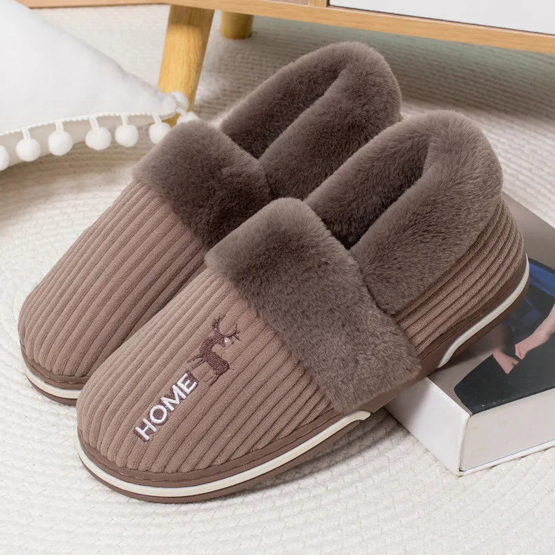 Women Men Couples Home Slippers New Fashion Warm Winter Furry Soft Short Plush Slipper Non Slip Bedroom Slides Indoor Shoes