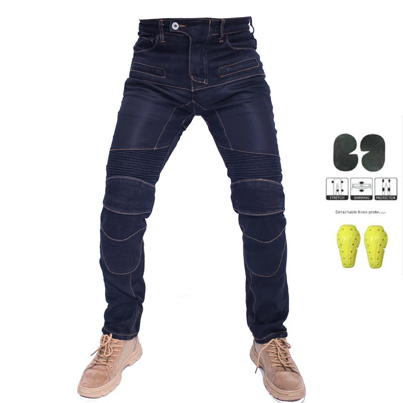 Men Jeans Collection Classic Denim UGB06 PK718 PK719 Zip Motorcycle Pants  Pantalones Motocicleta Hombre Featherbed Jeans Gears - MAGNET MARKET