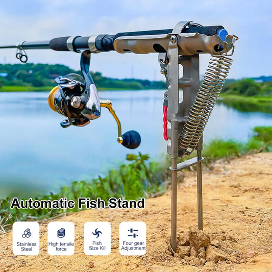 Automatic Fishing Rod Holder Stainless Steel Fishing Rack Tool Adjustable Spring Fishing Bracket Fishing Support Accessories