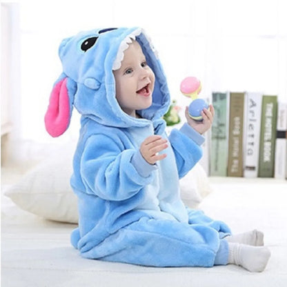 Winter Flannel Hooded Jumpsuits: Cute Animal-themed Rompers for Kids 0-6 Years