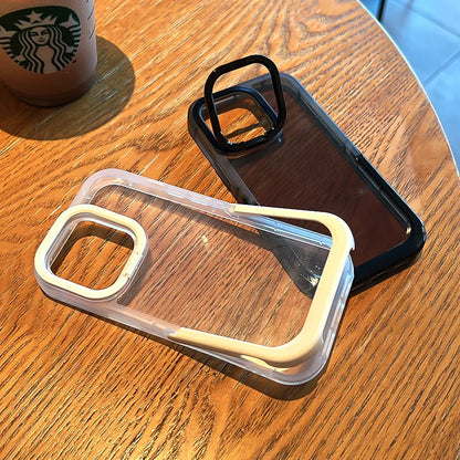 Clear Bumper Stand Holder Phone Case For iPhone 15 13 12 11 14 Pro Max 13Pro XR XS Max X Shockproof Camera Protection Back Cover