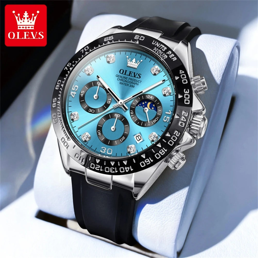 TAXAU Luxury Brand Watches For Men Quartz Silicone Sport Watch Date Chronograph Waterproof Multifunction Male Wristwatch Reloj