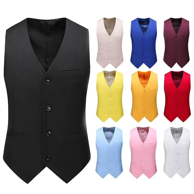 Luxury Men's Wedding Suit Vests 2023 New Fashion Male Slim Solid Color business Office Large Size Formal Suit Vest Men Gentleman - MAGNET MARKET