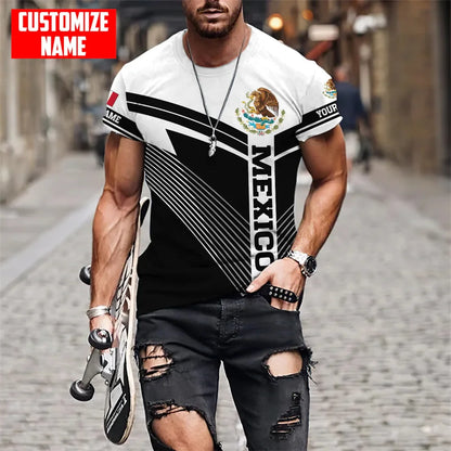 Mexico National Flag Print T Shirt For Men Fashion 3D Eagle Pattern Short Sleeve Oversized T-shirt Leisure O-neck Tee Streetwear