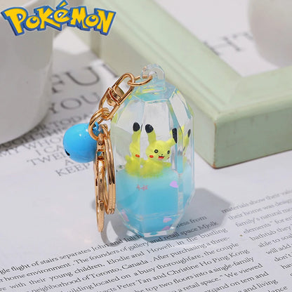 Pokemon Key Chain Kawaii Pikachu Drifting Bottle Couple Jewelry Valentine Day Christmas Birthday Gift Japanese Anime Peripherals