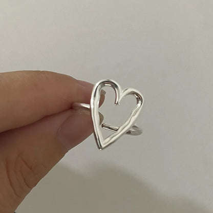 925 Sterling Silver Heart Wide Open Rings For Women Wedding Engagement Luxury Designer Jewelry Accessories Party Birthday Gift