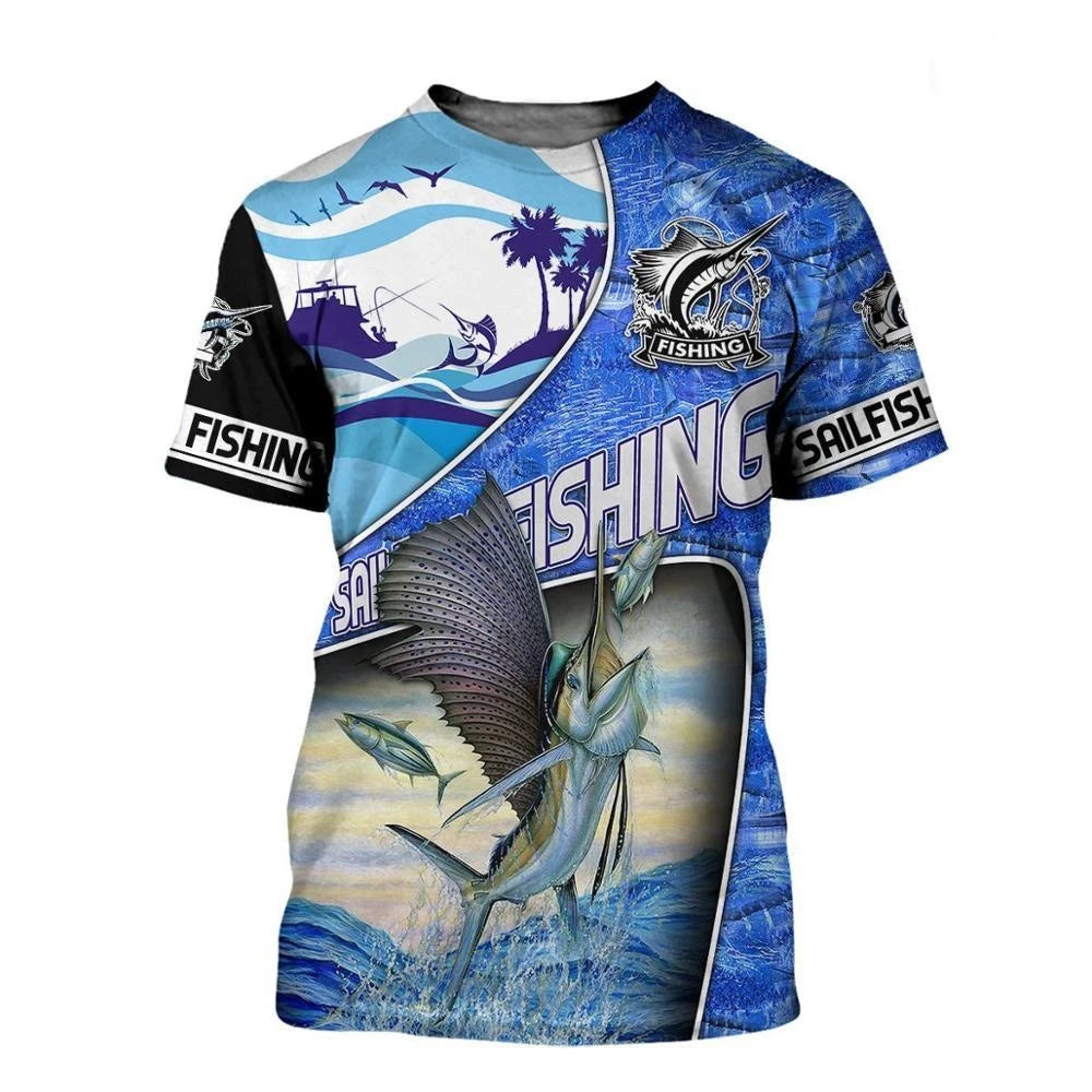 2023 New Men's T-Shirts Short Sleeve Tops Summer Clothing Fishing Graphic Shirts Men Dress Streetwear O-Neck Pullovers 5XL Tee - MAGNET MARKET