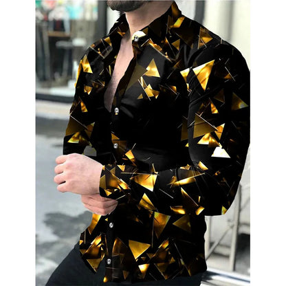 Fashion men's long sleeved shirt trend design Starry Sky Luxury shirts Men's social street casual shirt 2023 Lapel long sleeved - MAGNET MARKET