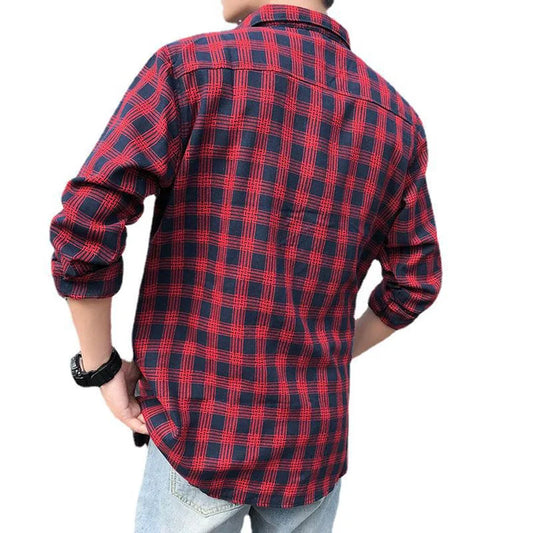 Vintage Men Plaid Shirt Checked Buttoned Shirt For Boys Long Sleeve Plus Size Elegant Varsity Top Shirts 2023 Spring Harajuku