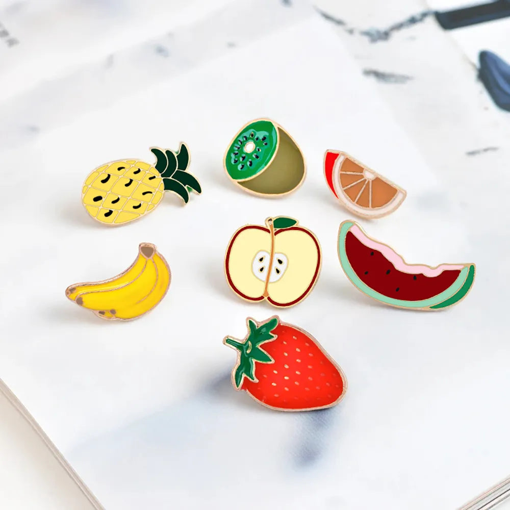 30 Styles Lovely Fruits Series Brooch Banana Stawberry Cherry Watermelon Lemon Enamel Pins Cartoon Bag Lapel Badge Jewelry Gifts