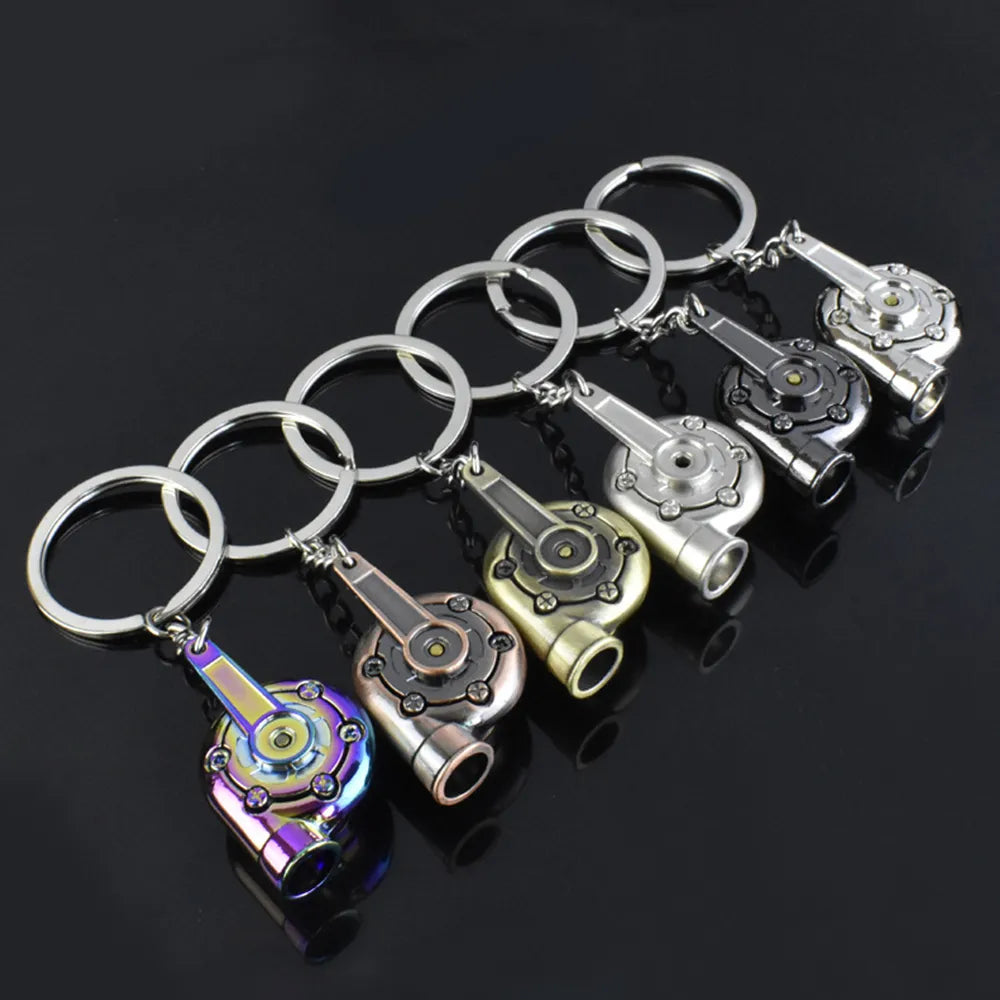 Mini Metal Turbo Turbocharger Keychain Cool Car Spinning Turbine Pendant Keyring For Women Men Key Decoration Accessories Gifts