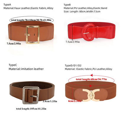 2022 Fashion Elastic Women's Belt Golden Buckle Wide Waist Belt Dress Coat Luxury Brand Waistbands Waist Seal Stretch Cummerband