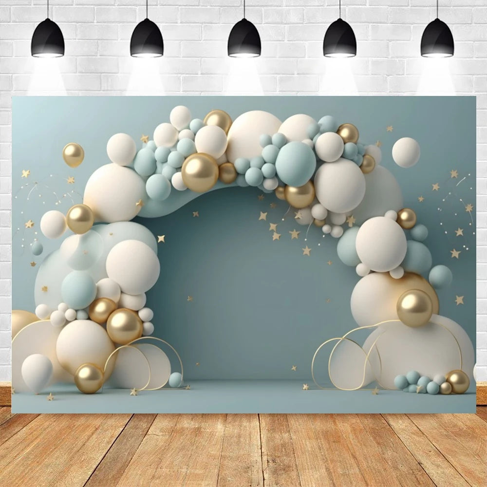 Newborn Baby 1st Birthday Party Photography Backdrop Balloons Boy and Girl Photographic Cakesmash Background Photo Studio Props