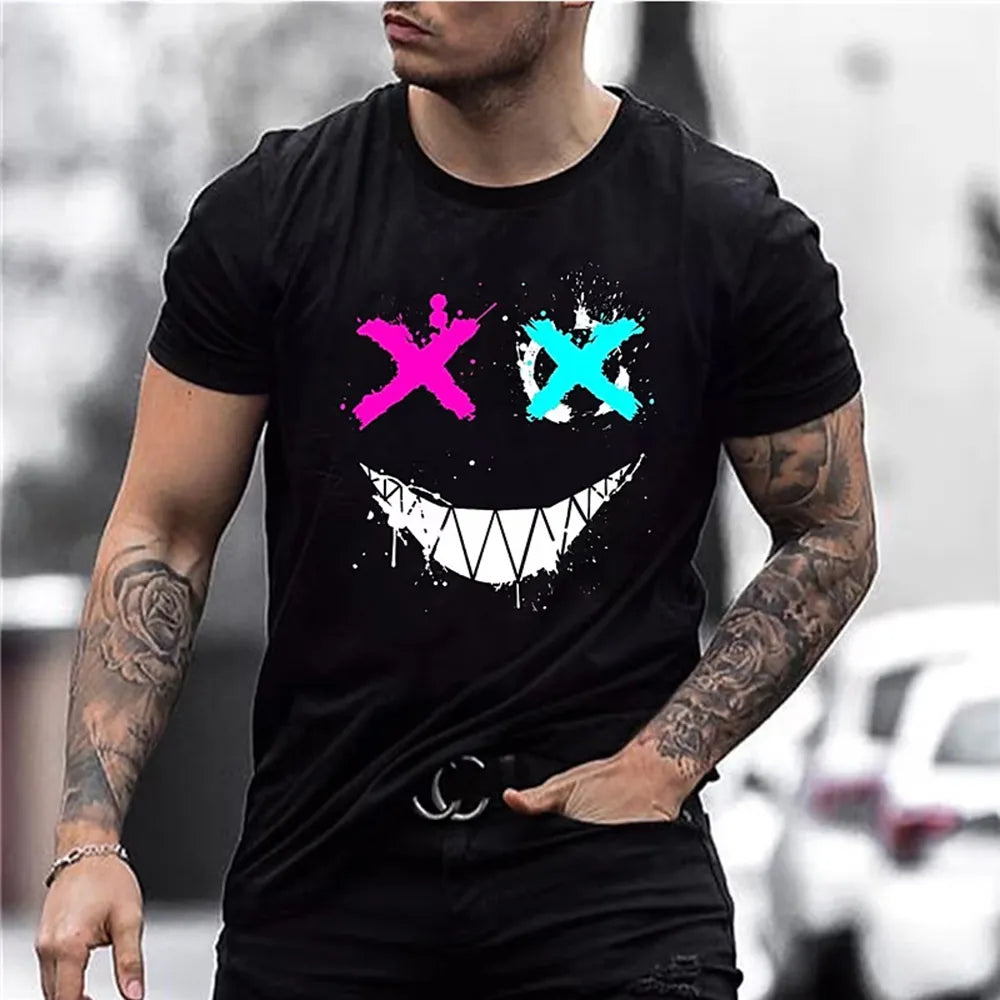 Men's Breathable Fitness Sports Short Sleeve Boutique Fashion Letter Element Printed T-Shirt Summer Casual Undershirt Men's Top