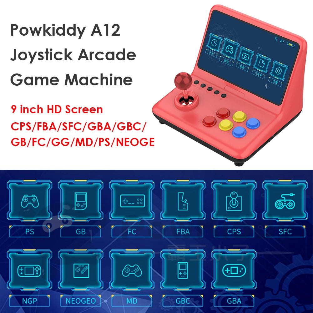 POWKIDDY A12 32GB 9inch joystick arcade A7 architecture quad-core CPU simulator video game console new game children's gift