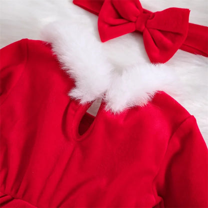 Festive Elegance: Suefunskry Baby Girls Christmas Romper Dress - Celebrating in Style