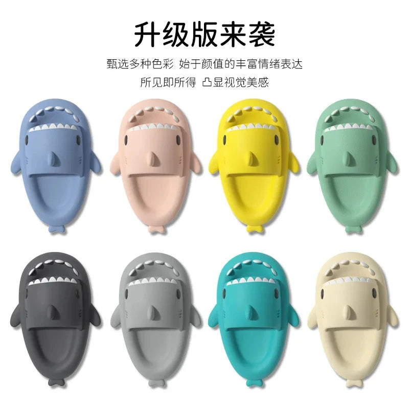 Shark Slides Summer Home Women Shark Slippers Anti-skid EVA Solid Color Couple Parents Outdoor Cool Indoor Household Funny Shoes