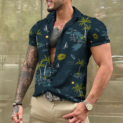 2023 Coconut Tree Shirts For Men 3d Printed Men's Hawaiian Shirt Beach 5xl Short Sleeve Fashion Tops Tee Shirt Man Blouse Camisa