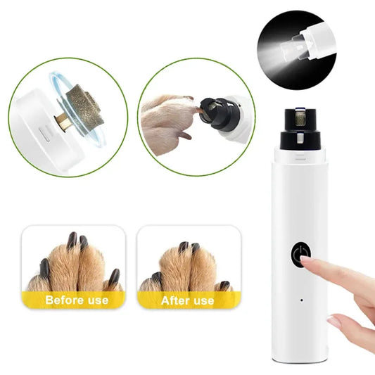 Electric Dog Nail Clippers: Rechargeable USB Charging LED Light Pet Nail Grooming Supplies