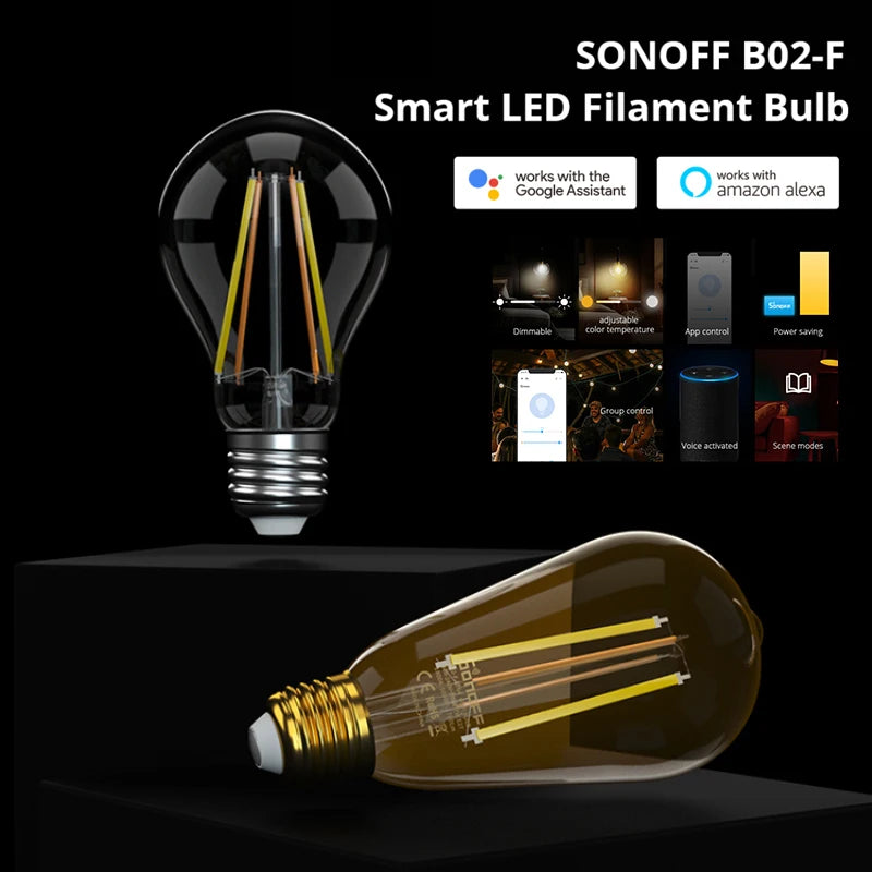 SONOFF B02-F A60/ST64 Smart WiFi LED Bulb E27 Dual-Color Dimmable Light Voice Remote Control With Ewelink APP Alexa Google Home