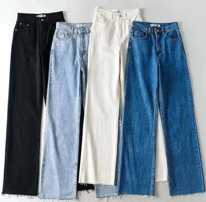 MiuKoMiYa Straight Jeans: Fashionable High-Waisted Denim for a Stylish Casual Look - MAGNET MARKET