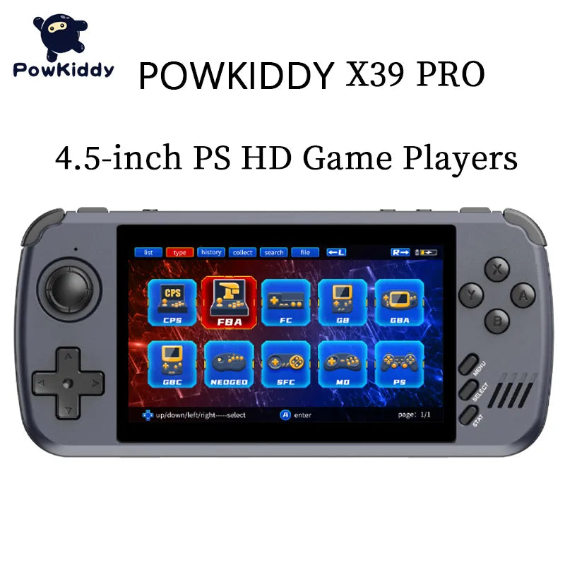 POWKIDDY X39 Handheld Game Console 4.5 Inch HD Screen Retro Video Game Players Cheap Children's Gifts Support Two-Player Games