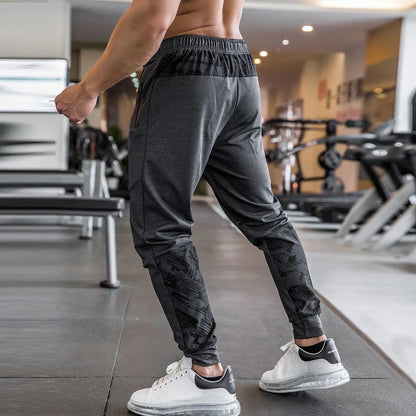 Men Gym Fitness Sports Trousers Running Trackpants Elastic Dry Fit Zipper Pockets Long Pants High Quality Camouflage Sweatpants