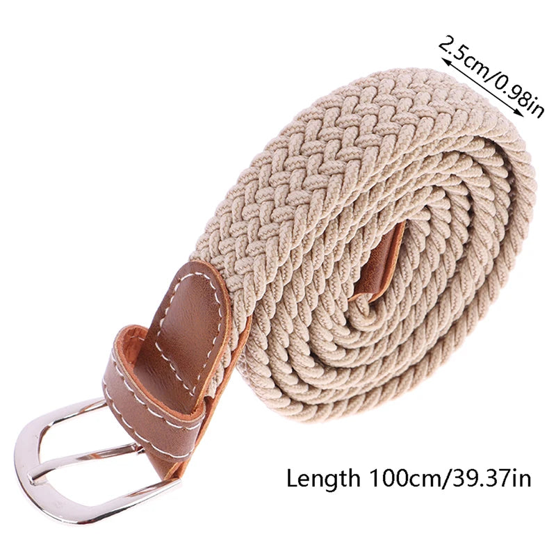 Stretch Canvas Leather Belts for Men Female Casual Knitted Woven Military Tactical Strap Male Elastic Belt for Pants Jeans