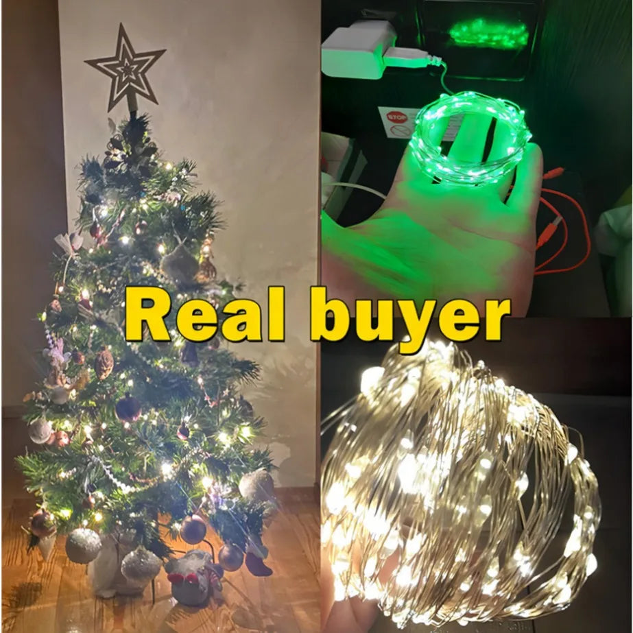 PaaMaa USB LED String Lights Copper Silver Wire Garland Light Waterproof LED Fairy Lights For Christmas Wedding Party Decoration