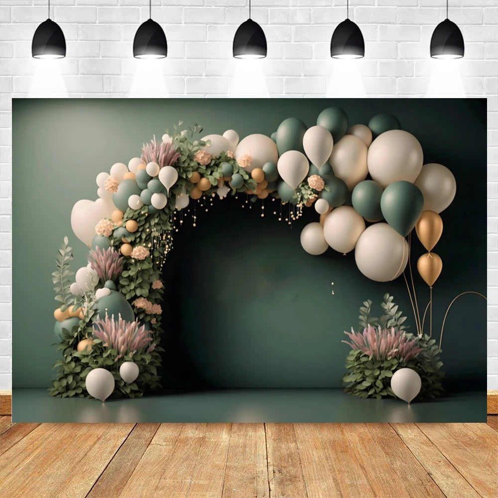 Newborn Baby 1st Birthday Party Photography Backdrop Balloons Boy and Girl Photographic Cakesmash Background Photo Studio Props