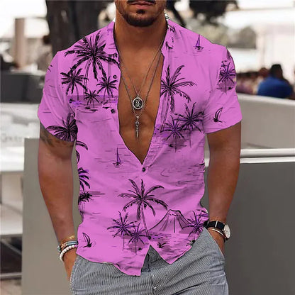 2023 Coconut Tree Shirts For Men 3d Printed Men's Hawaiian Shirt Beach 5xl Short Sleeve Fashion Tops Tee Shirt Man Blouse Camisa