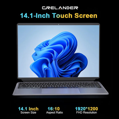 CRELANDER 2 in 1 Laptop Intel N100 Notebook 14 Inch 2K Touch Screen DDR4 16GB RAM Mini Tablet Pc Portable Laptops Computer