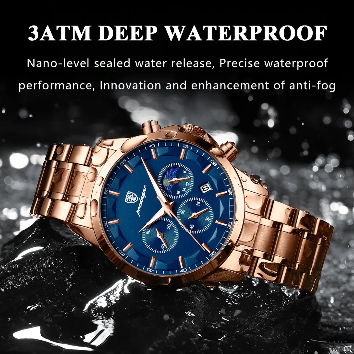 POEDAGAR Luxury Man Wristwatch Military Waterproof Stainless Steel Luminous Chronograph Men Watch Men's Quartz Watches+box Reloj