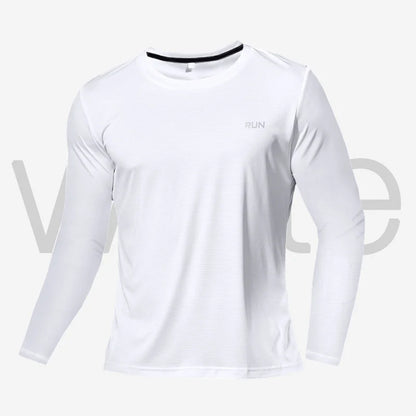 Ice Silk Long Sleeve Men's Spring Thin Section Quick Dry Breathable T-Shirt Simple Outdoor Casual Gym Clothing Fitness Equipment