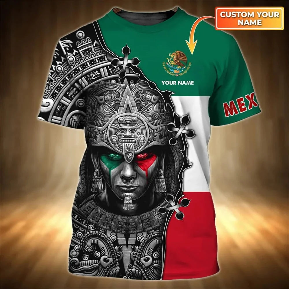 Mexico National Flag Print T Shirt For Men Fashion 3D Eagle Pattern Short Sleeve Oversized T-shirt Leisure O-neck Tee Streetwear