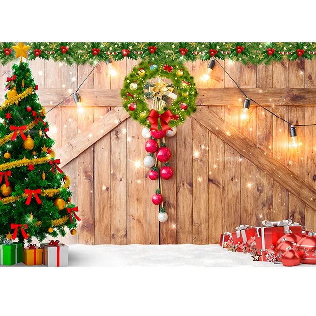 Beenle Merry Christmas Photography Background Tree Gift Window Fireplace Portrait Family Party Decor Backdrop for Photo Studio