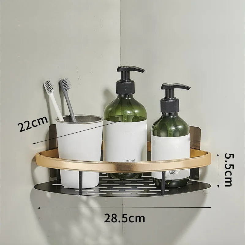 Bathroom Shelf Aluminum Alloy Shampoo Rack - Wall Mounted Storage Organizer - MAGNET MARKET