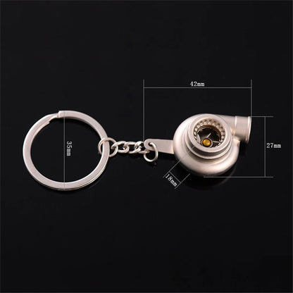 Mini Metal Turbo Turbocharger Keychain Cool Car Spinning Turbine Pendant Keyring For Women Men Key Decoration Accessories Gifts