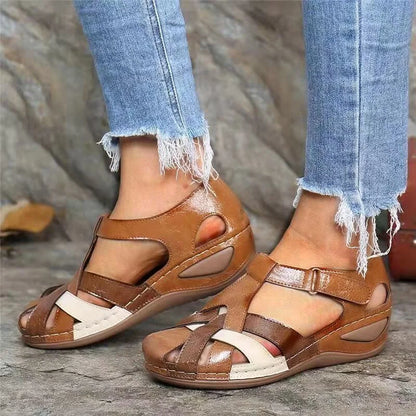 Ladies Sandals Summer Women's Shoes Large Size Wedge Sandals Bunch Foot Casual Printed Sandals Ladies sandals for women