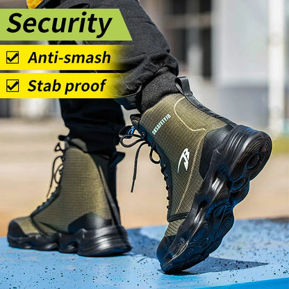 2023 New Safety Shoes Men Boots High Top Work Sneakers Steel Toe Cap Anti-smash Puncture-Proof work Boots Indestructible Shoes