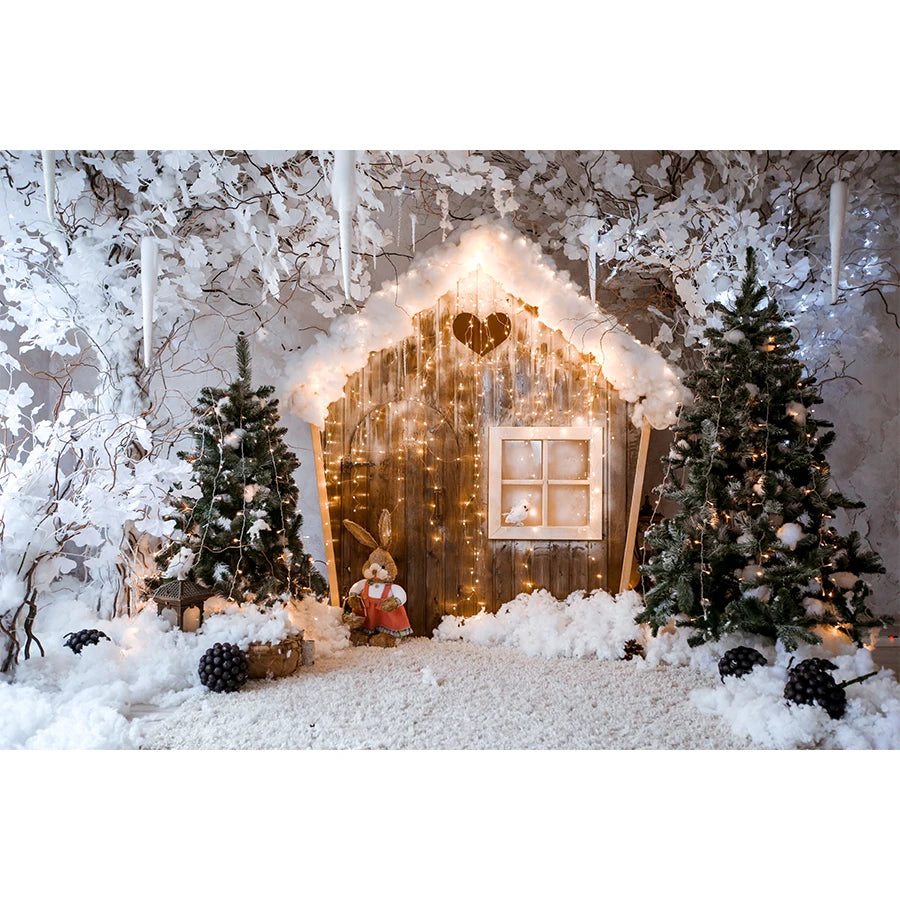 Beenle Merry Christmas Photography Background Tree Gift Window Fireplace Portrait Family Party Decor Backdrop for Photo Studio