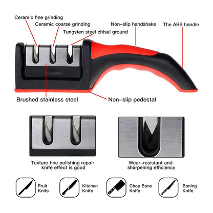 Multi-Functional Hand-Held Knife Sharpener - 3-Segment Household Sharpening Stone - MAGNET MARKET