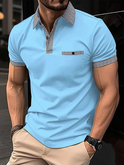 Summer New Men's Casual Short-Sleeved Polo Shirt Office Fashion Rowan Collar T-Shirt Men's Breathable Polo Shirt Men's Clothing